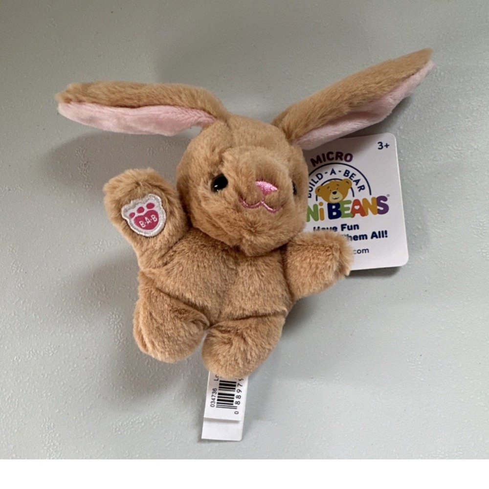 Build-A-Bear Mini Beans Pawlette Bunny Plush Micro Tan Rabbit NWT 034736
